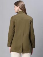 oxolloxo Women Collared Snap Buttoned Long Sleeve Cotton Jacket