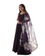SKYLEE Women's Rayon Chikankari Embroidery Anarkali Kurta with Pant & Dupatta
