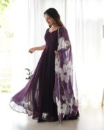 SKYLEE Women's Rayon Chikankari Embroidery Anarkali Kurta with Pant & Dupatta