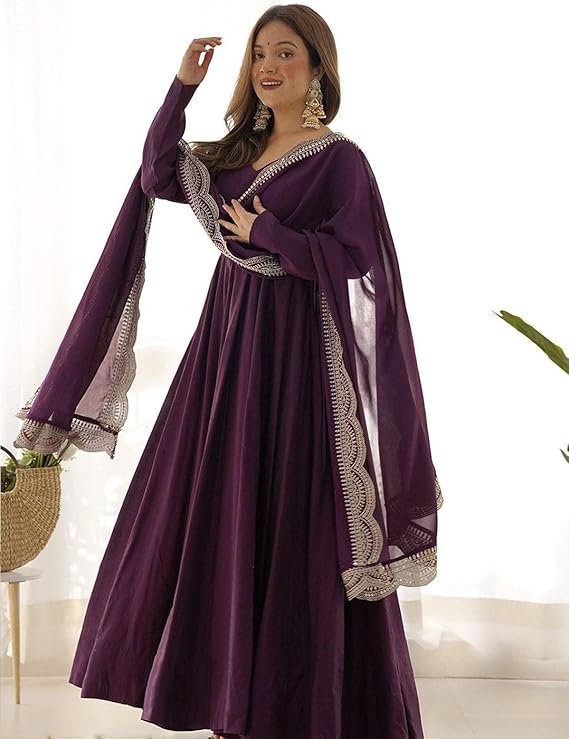 Women's Rayon Printed Anarkali Kurti with Palazzos/pant and Dupatta Set