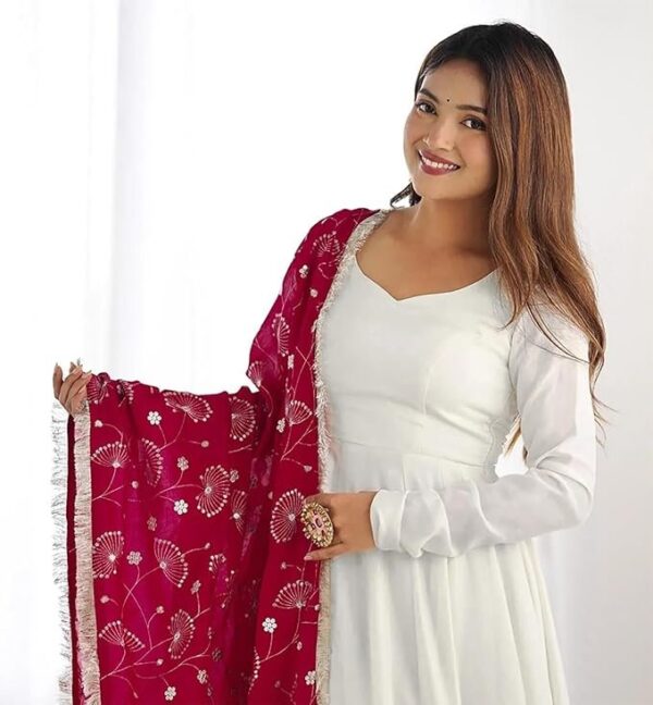 ANNI DESIGNER Women's Pure Cotton Anarkali Kurta Set for Women with Dupatta & Plazzo – Hand Block Print Suit Set | Stylish Dress | Cotton Kurta Set for Women