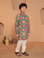 AJ DEZINES Kids Cotton Full Sleeve Printed Kurta Pajama Set for Boys - Ethnic wear