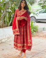 KLOSIA Women Rayon Printed Anarkali Kurta and Pant with Dupatta Set