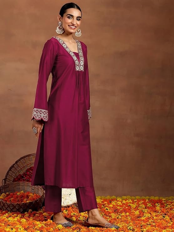 ANNI DESIGNER Pure Cotton Anarkali Kurta Palazzo Dupatta Set for Women