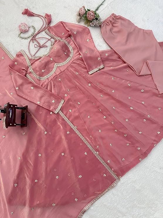 INDO ERA Women's Cotton Kurta and Pant with Dupatta Set