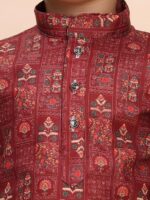 VASTRAMAY Boys' Muslin Kurta Patiala Set – Digital Floral Print, Eid Special Ethnic Wear